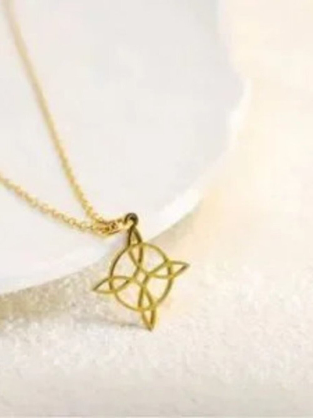Gold Stainless Steel Celtic Knot Pendant Charm Necklace